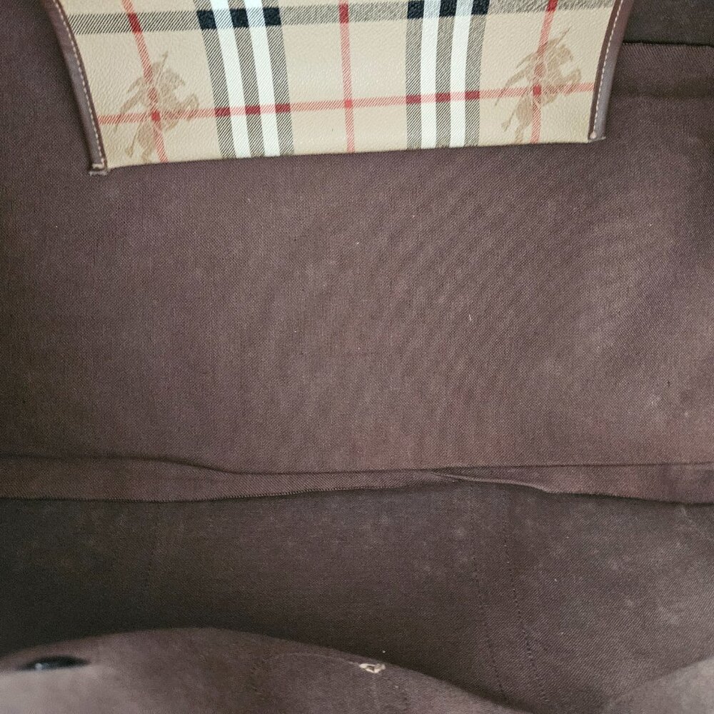 Burberrys Vintage Haystack Boston Brown PVC Travel Bag - EUC - Picture 15 of 16
